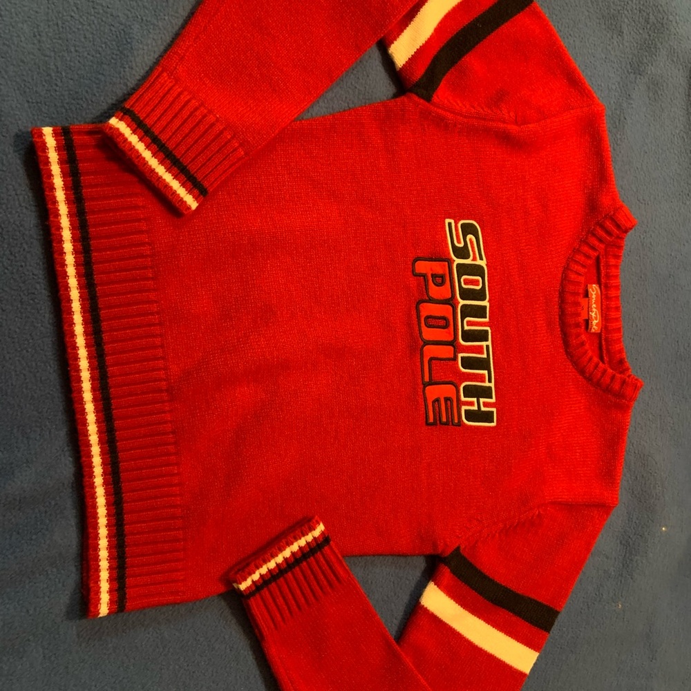 Girls Red South Pole pullover sweater